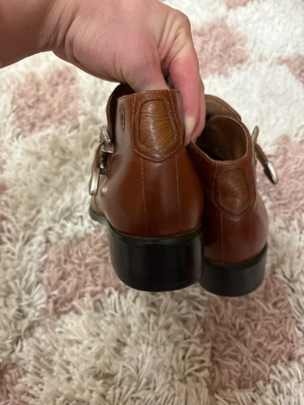 Ariat Chestnut Brown Leather Chukka Boots with Silver Buckle